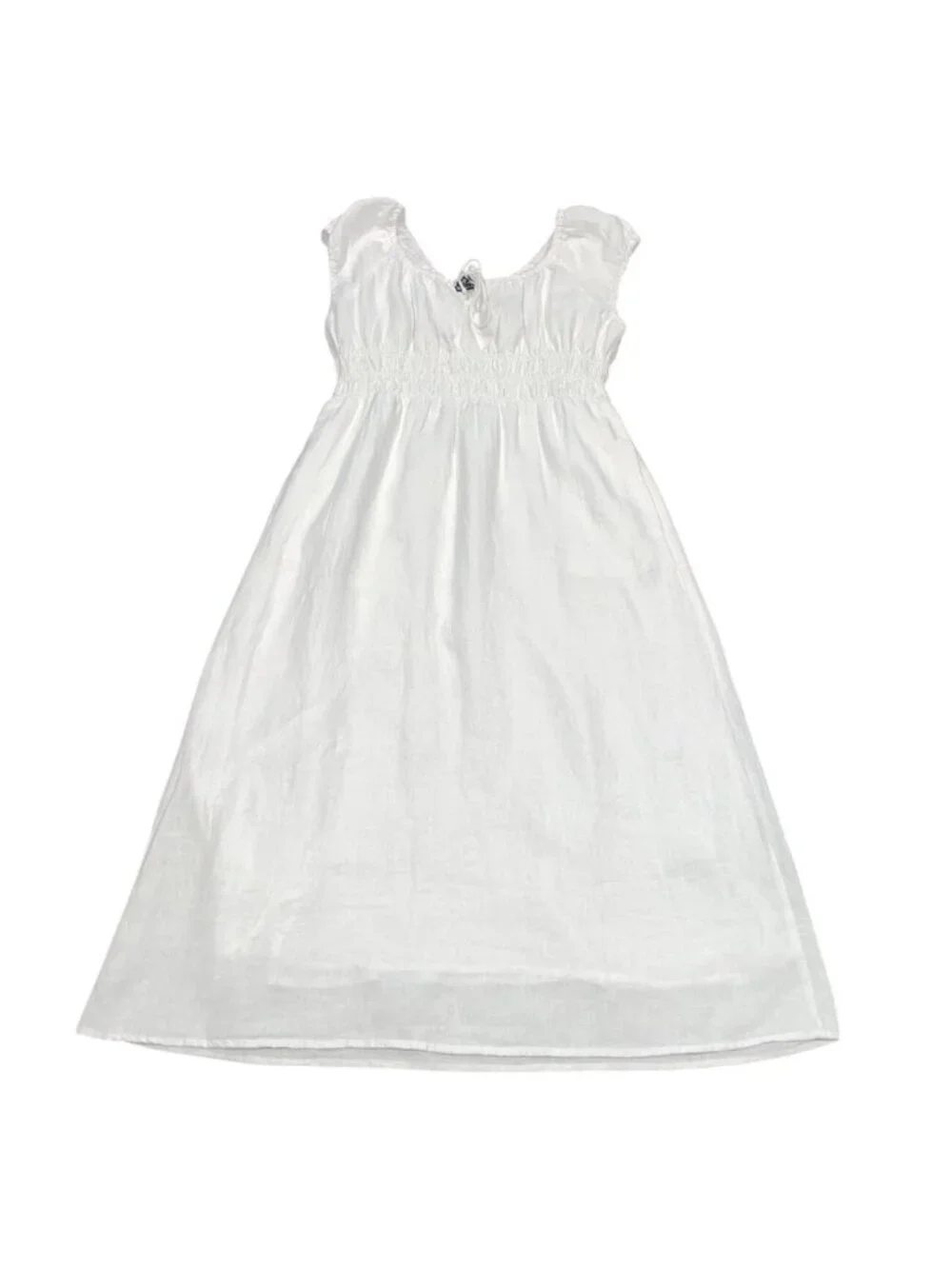 NWT J.Crew Linen Midi Dress Sz S White Cap-Sleeve Summer Beach Vacation Coastal
